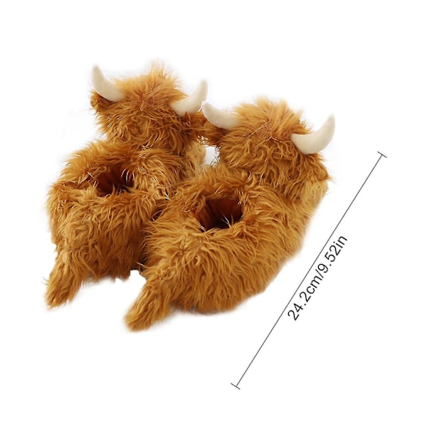 Highland Cow Tøfler, Plys Scottish Cow Tøfler, Bløde Varme Dyretøfler Hjemme Indendørs Tøfler 9.52in
