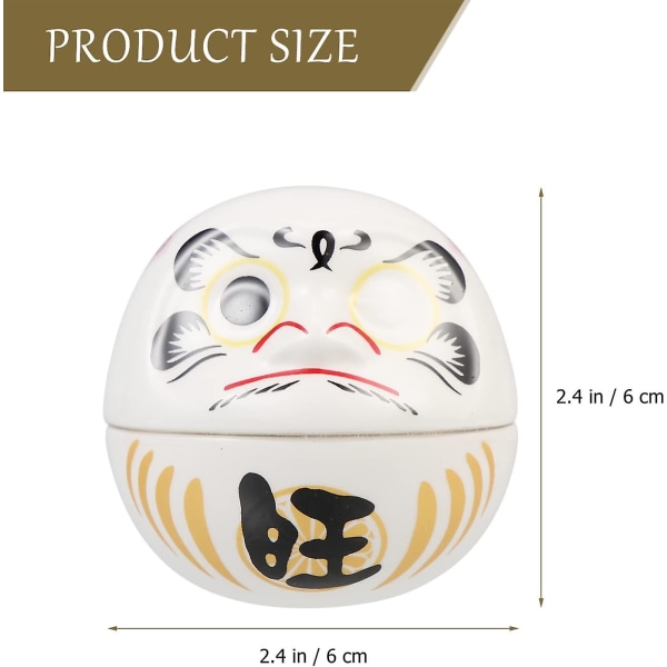 2 stk Daruma Dukker Keramisk Kanne Daruma Samleobjekter Håndlaget Daruma Dukke Og Gode Ønsker Skrivebords Topper White