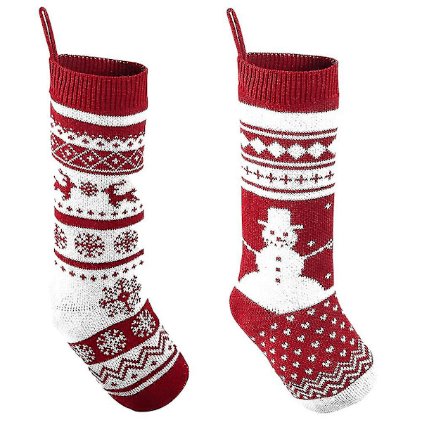 2 Pak Knit Jule Strømper, Til Familie Juleferie Juletræ Dekoration, Julefest Dekorationer Snowflake * Double Deer