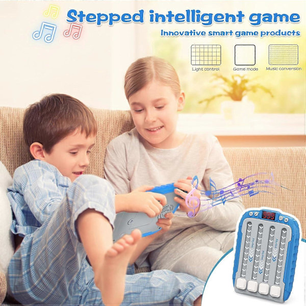 Rytmspelmaskin, Snabb Push Pop-spel Pop it-spel Handhållen pusselspelmaskin med musik & ljus, Fidget-leksak för barn 3 4 5 6 7 8 9 (Blå) Blue