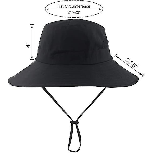Dam sommar solhatt bred brätte utomhus UV-skydd hatt hopfällbar hästsvans hink keps för strand fiske vandring  (FMY) Black