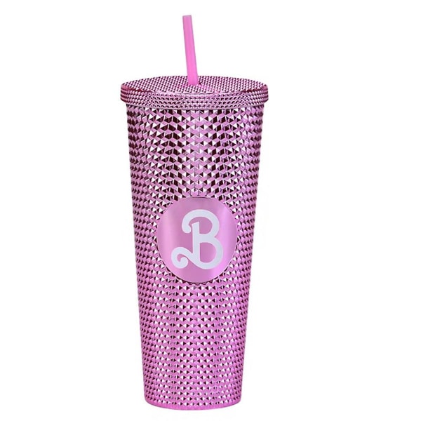 Movie Barbie Spikad Tumbler Dricksmugg med Sugrör Vattenflaska Kreativa GåvorBY Rose Red