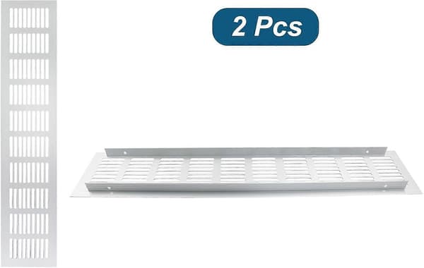2 stk. Luftventilasjonsdeksel i aluminium 80x400mm Lamellgrilldeksel Grillventil for