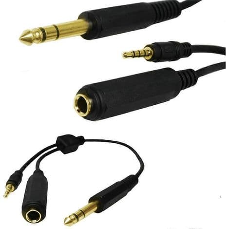 6,35 mm Jack til Dobbel 3,5 mm og 6,35 mm Utgang Adapterkabel