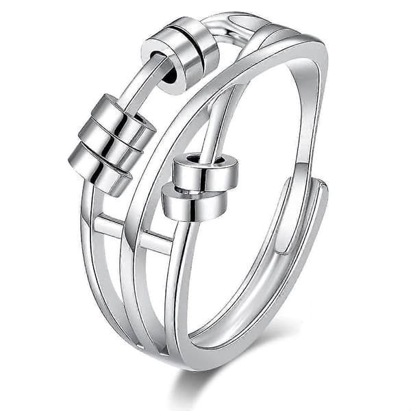 Fidget Ring mod Angst Fidget Ringe mod Angst til Kvinder Justerbar Stabling Angstlindring Regnbue Fidget Ring Smykker Gaver (angst Bea [DB]