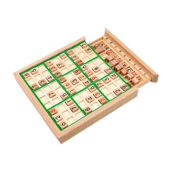 Träpussel med nio rutor Sudoku, Logiskt tänkande träningspusselbrädespel för barn green