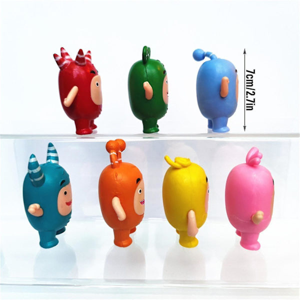 7 kpl Oddbods Hahmot Piirrettyjä Leikkikaluleluja Nukkeja Pehmeä Söpö Pogo Uusi Kuplat Jeff Leikkikalun Slick 7cm