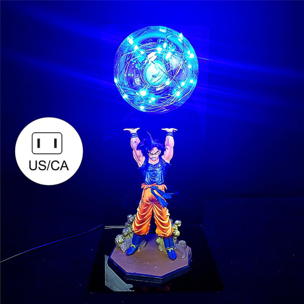 Dragon Ball Lampe Goku Styrkebomber Luminaria Skrivebordslampe Dekorative Lys Barn Led Nattelys For Soverom US Plug Blue