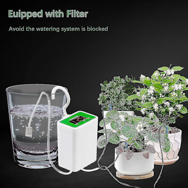 Automatiskt bevattningssystem för krukväxter, bevattningsanordningar USB automatisk droppbevattningssats växtbevattningssystem med vattentimer-hy for 8 Plants