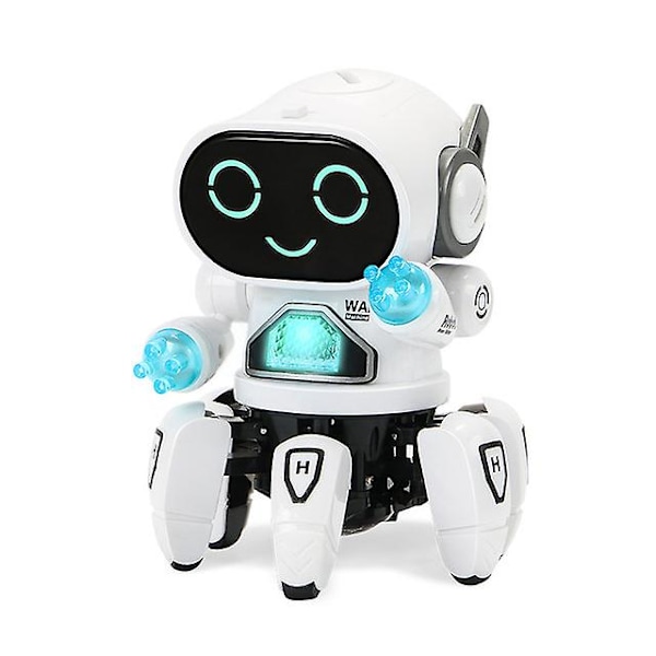 Emo Robot Smarte Robotdanser med Stemmestyringssensor, Syngende, Dansende, Gjentakende Robotleketøy for Jenter og Gutter, Snakkende Robot Dancing Robot White