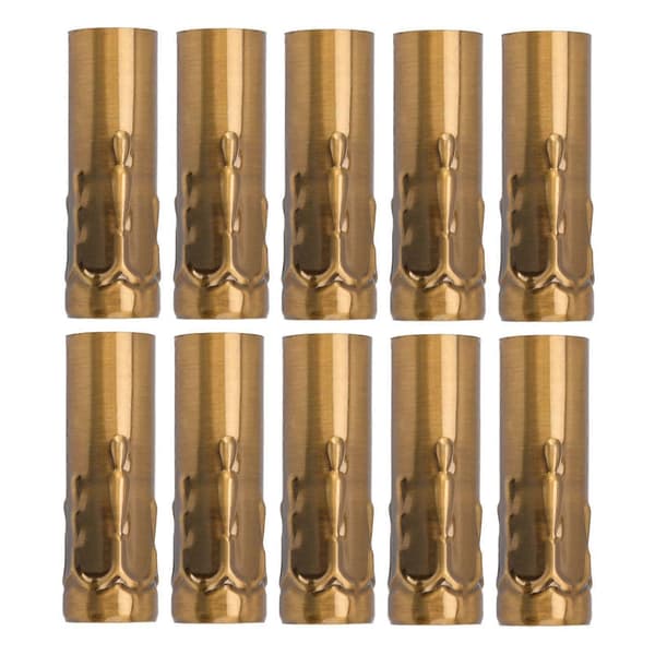 10 st E14 Metallrör för Ljuslampfot Lampbas Belysningstillbehör 25x80mm Guldbrons
