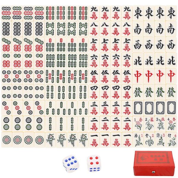 1 Set Mini Mahjongspel Bärbar Resemajongset Klassiskt Samlingsspel för Fest Colorful 2.1X1.5cm
