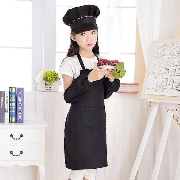 Lasten etutaskullinen liina-esiliina, pojat ja tytöt, keittiö, käsityö, lasten esiliina, maalaus, ruoanlaitto, vauvan haalari 7-12Years old black