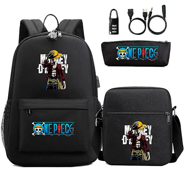 Luffy skolväska - Vattentät rese-USB-stöldskyddad ryggsäck för kvinnor och män - Laptop resväska med utomhussporter Mochilas hög kvalitet 1