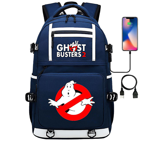 Ghostbusters -painatus USB-nuorten koululaukku pojille ja tytöille - Rentouttava matkareppu 5