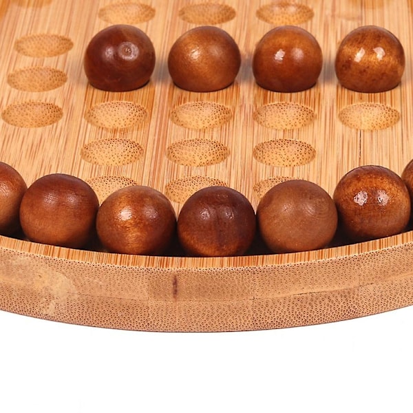 Trä Peg Solitaire Brädspel Set 33 Schackpjäser Pusselspel Slät Wood Color 20x1.6cm