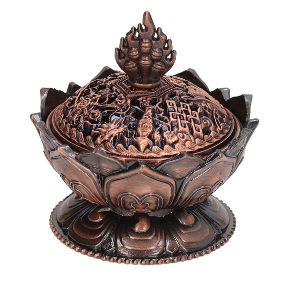 Lotus Rökelsebrännare Vintage Stil Blomma Forma Legering Rökelsehållare för Heminredning Antik Brons