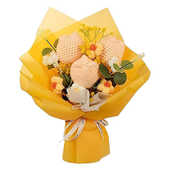 Moderne og smukke håndvævede garnbuketter til gavegivning Yellow yarn bouquet