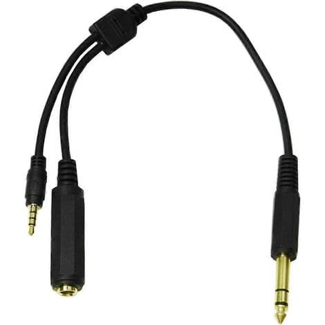 6,35 mm Jack til Dobbel 3,5 mm og 6,35 mm Utgang Adapterkabel