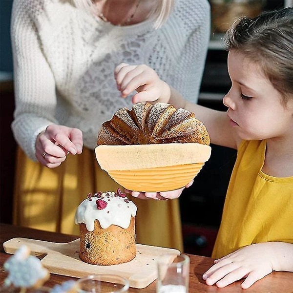 Sett med 2 brødhevingskurver - rund og oval brød bakebolle - brødkniv - deigskrapeBY