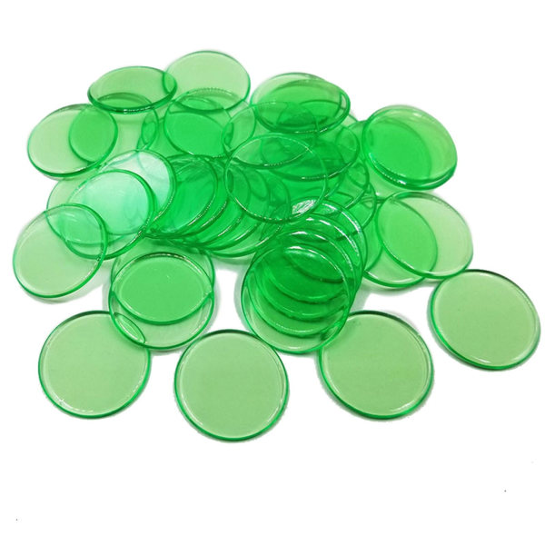 100 kpl 19 mm Bingo-siruja Läpinäkyvä Väri Laskeminen Matemaattinen Peli Laskijat Merkit Kaesi  [DmS] Grass Green 100pcs