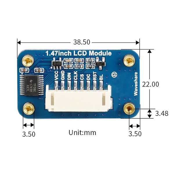 LCD-skärm för Arduino STM32 Raspberry Pi 4 3 262k RGB-färg 1,47 tum