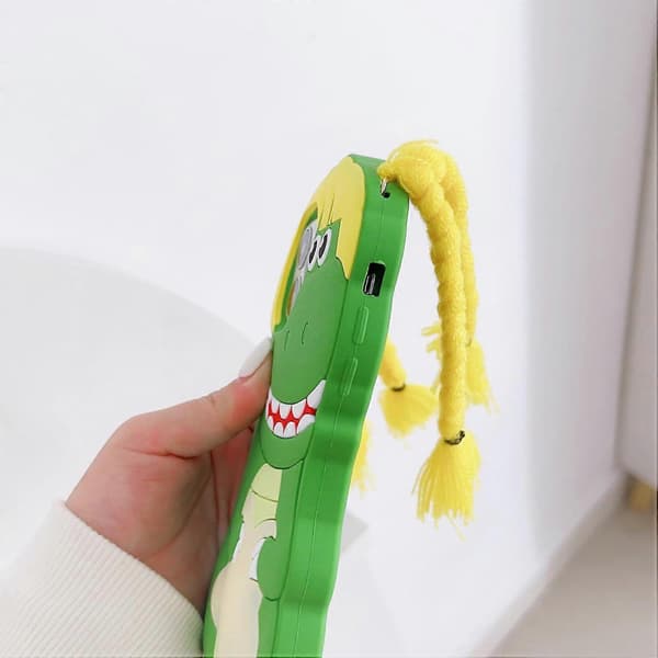 2025 Seneste Model 3D Sød Flettet Dinosaur Blød Case til iPhone 12 Pro Max/13 Pro