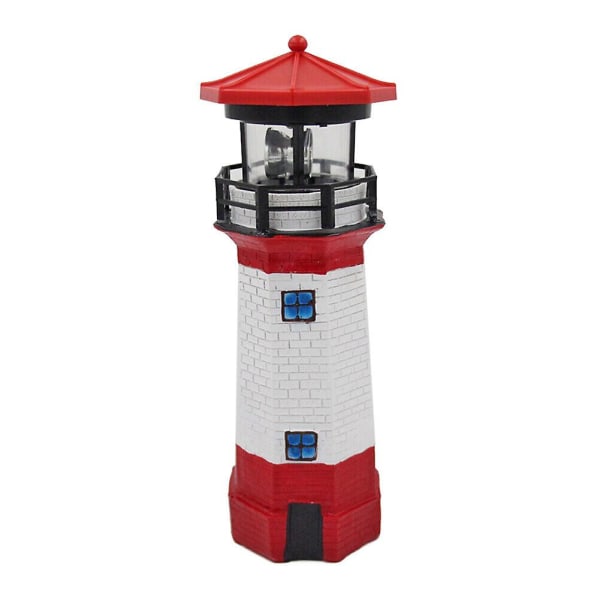 LED Solcelled Fyrtårn Sensor Beacon Roterende Lampe Statue Hage Utendørs LysBY Red