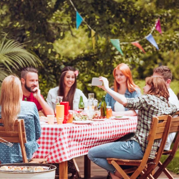 3 STK Rød Hvid Gingham Rektangulær Vandtæt Duge 137x274 cm Engangs