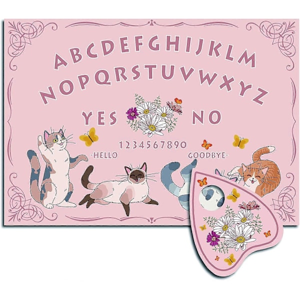 Kitty Wood Spirit Board Katt Pendulbrettet Tre Talking Ouija Boards med Planchette Dowsing Divinasjonssett Spill Ånd Jeger Metafysisk Melding De