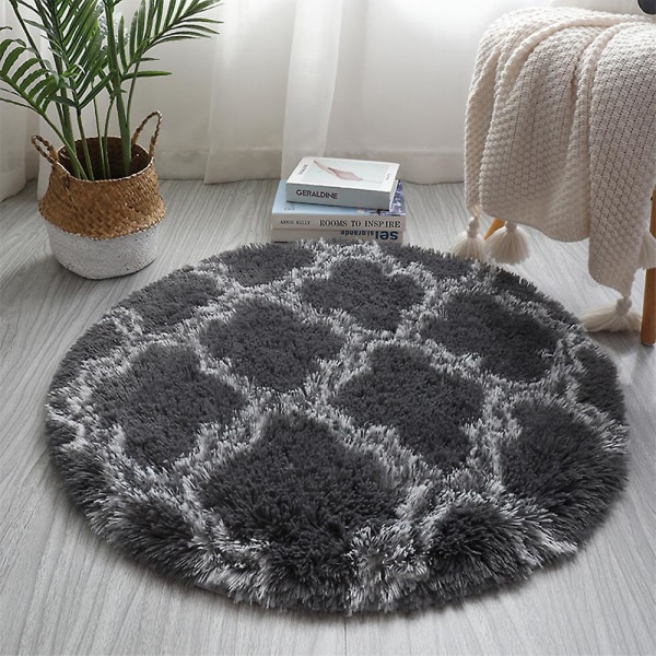 Runde tepper Myke Komfortable Fluffy Shaggy Høyhaug Tepper For Stue Soverom Grey Lantern Diameter 100cm