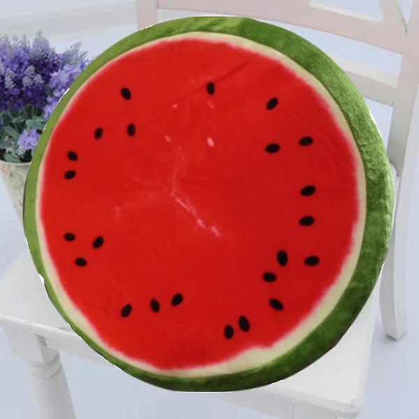 3D Kreativ Myk Rund Hjemmedekorativ Pute Pluss Frukt Sittepute Kontorstol Ryggputer Vannmelon Kiwi Appelsin A