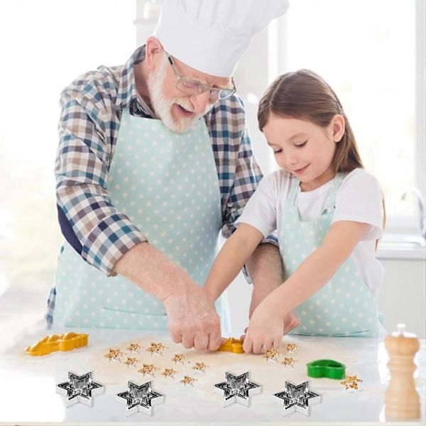 5 stk. Stjerneformede Udstikkere til Bagning, Fondant Udstikker, Biscuit Udstikkere, Stjerneformet Kageudstikker Sæt, Seks-Spidset Stjerneform, Sikker i Brug, Udstikkere til Bagning, Kageudstikker