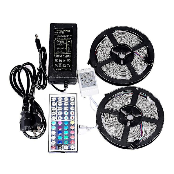 10m RGB 5050 Vedenkestävä LED-nauhavalo 300 SMD 44-näppäiminen kaukosäädin 12V