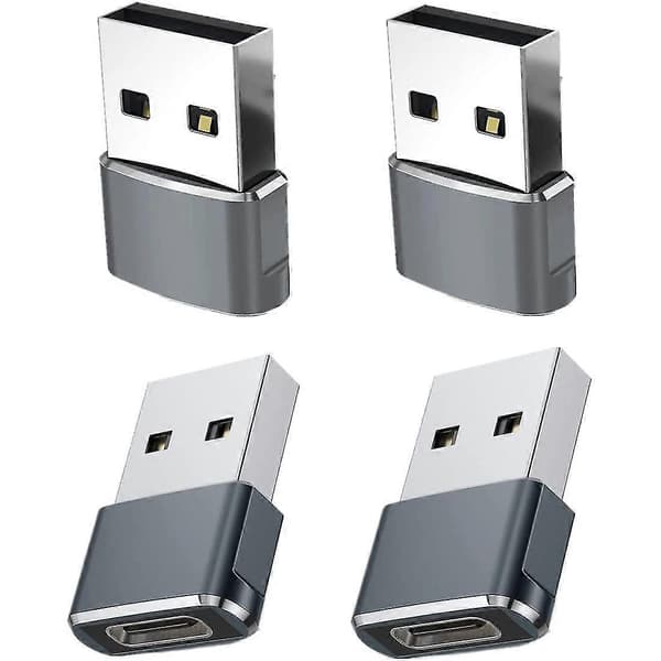 4-pak USB-C Hunn til USB Hann Adapter, type C Laderkabel Strømkonverter for 12 13 Pro Max For