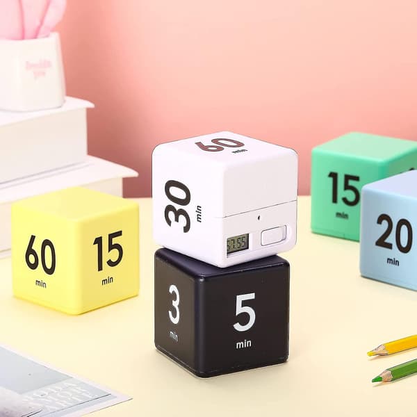 2 st Kuber Timer med Tyngdkraftsensor, Vändbar Timer, Kökstimer för Tidshantering och Nedräkning 1-3-5-10 (tangling)