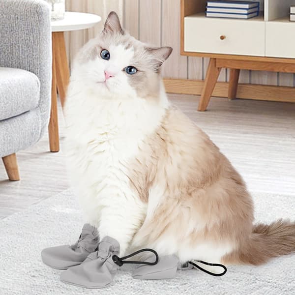 Cat Scratch Protection Boots - 4 Pcs Set for Grooming & Paw Protection, Compatible with all cat breeds