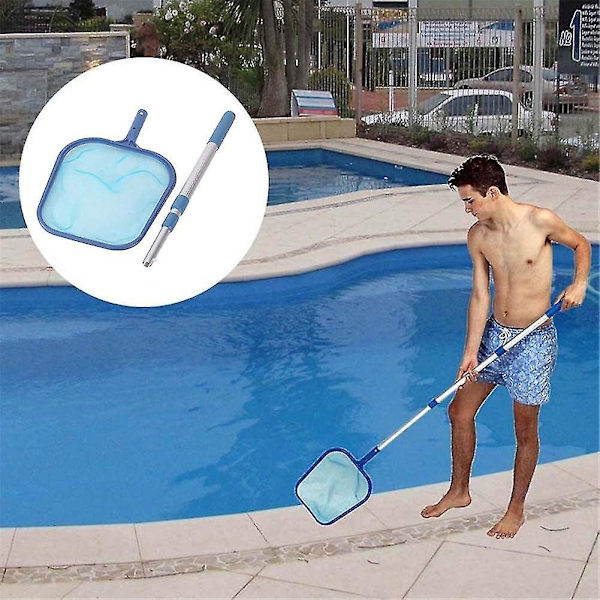 Pool Skimmer Net med 17-41 tommer Teleskopstang Blad Skimmer Mesh Rake Net til Spa Dam