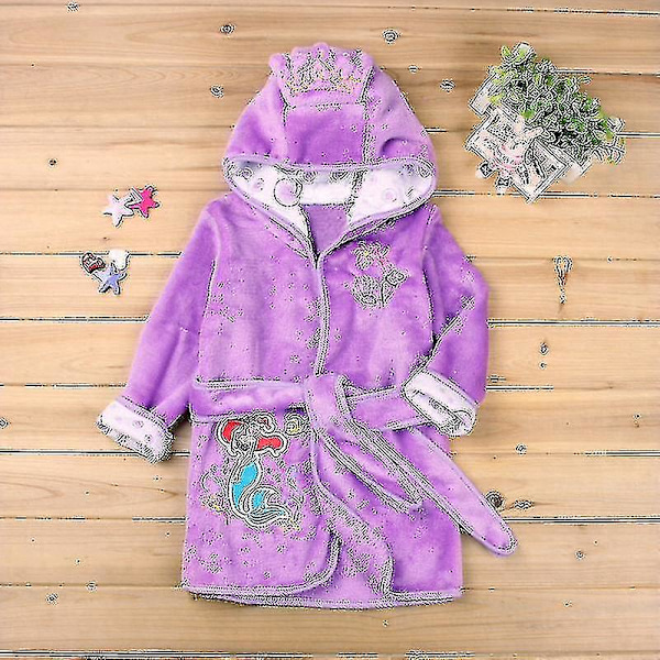 Barn Pojkar Flickor Mickey Mouse Huva Fleece Morgonrock Morgonrock Djur Nattkläder S Purple