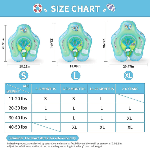 Ilmainen Uima-vauvan Ilmatäytettävä Vauvan Uimarengas Lasten Vyörengas Ilmatäytettävä Uima-allas Uimarenkaat Lelut Uima-allasBY XL