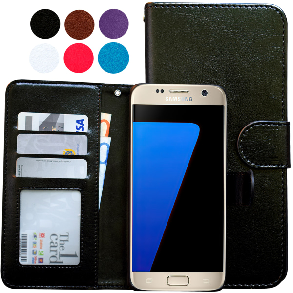 Läderfodral / Plånbok - Samsung Galaxy S7 Edge Vit