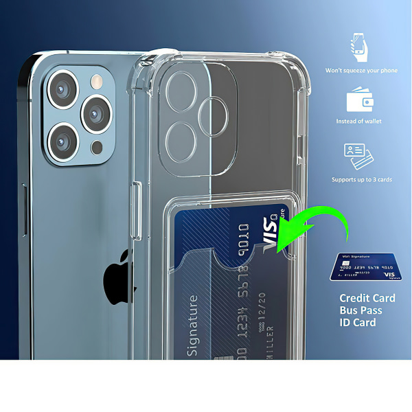 iPhone 14 - Skal / Skydd / Kortfack Transparent