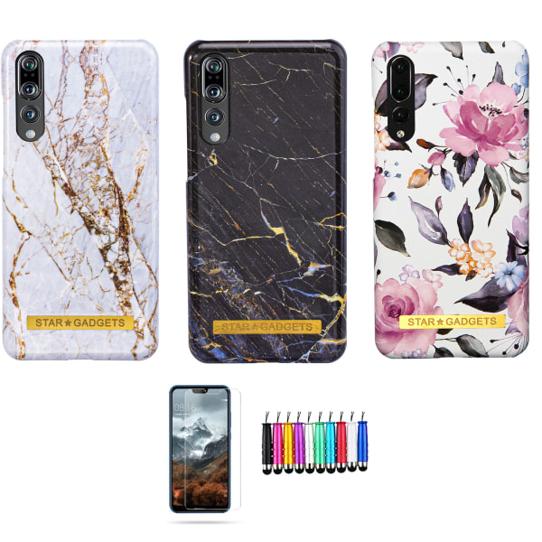 Huawei P20 Pro - Cover Protection Flowers / Marmor Rosa