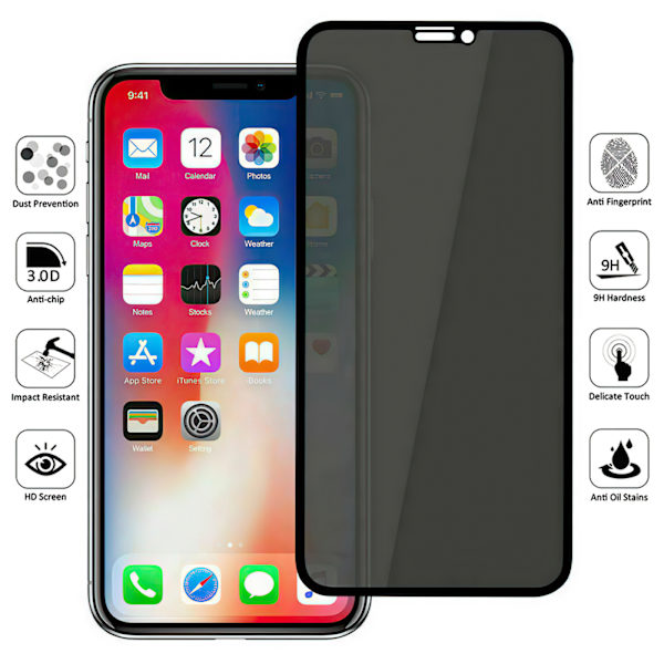 iPhone Xs Max - Integritet Härdat Glas Sekretessskärmskydd