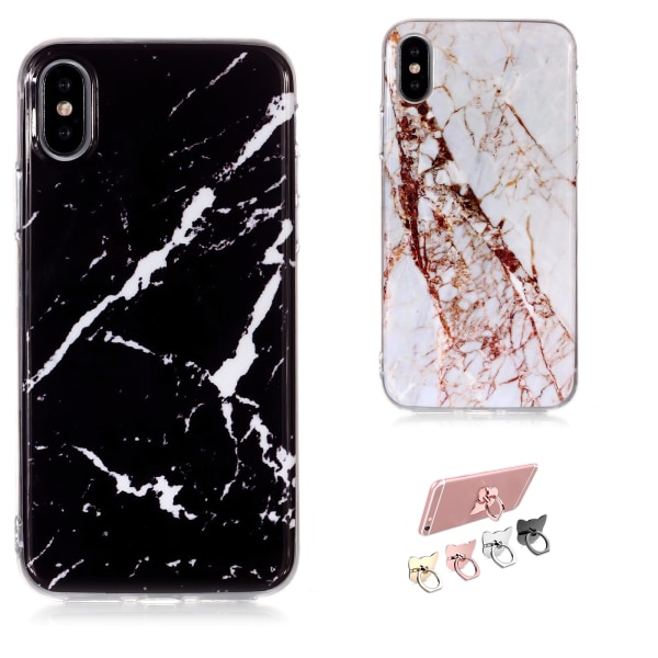 Beskyt din iPhone X/Xs med etui i marmor! Svart