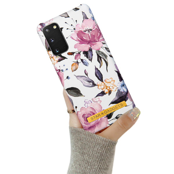 Samsung Galaxy S20 - Cover Protection Flowers / Marmor Vit
