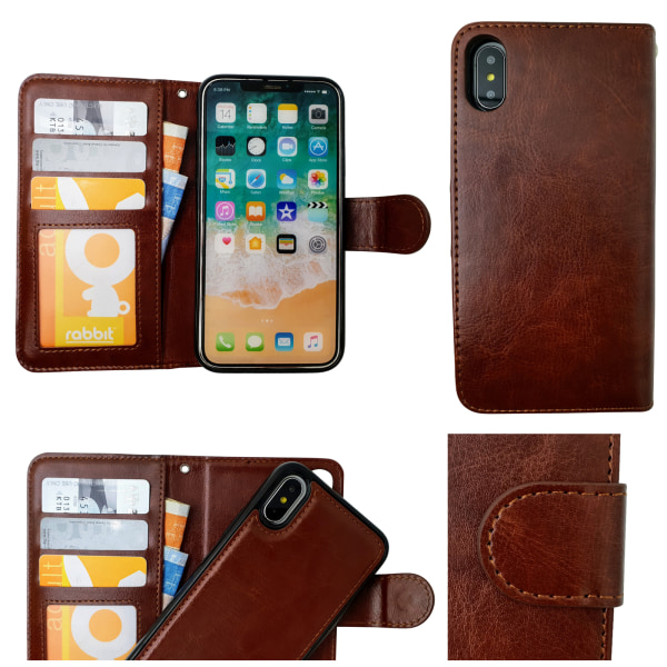 3-i-1: iPhone X/Xs pung etui + magnetisk cover Svart