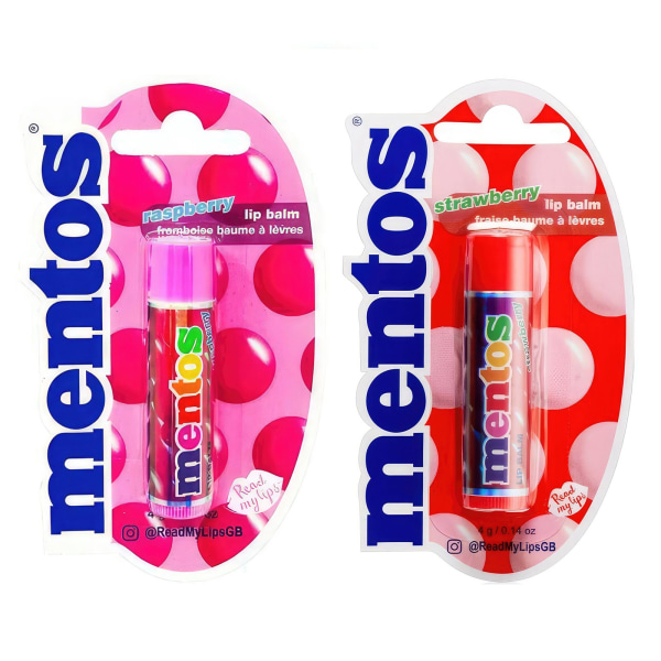 Mentos Hindbær/Jordbær Lip Balm - Bærlykke til dine læber Röd