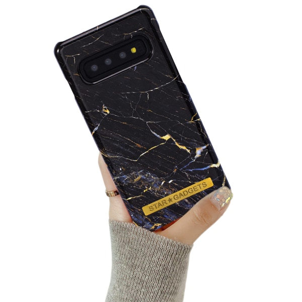 Samsung Galaxy S10 - Skal / Skydd / Blommor / Marmor Svart