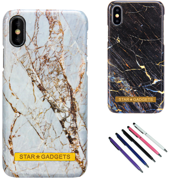 iPhone X/Xs - Skal / Skydd / Marmor Svart